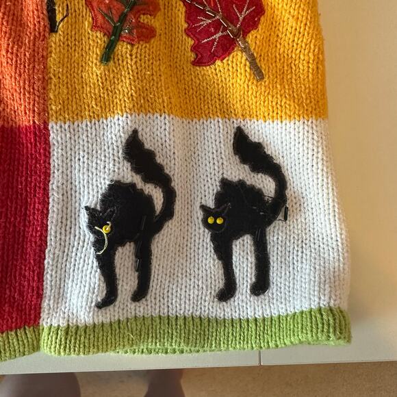 Vintage Tiara Halloween Zip Up Sweater Vest Size XL Embroidered Beaded 90s - Picture 9 of 13